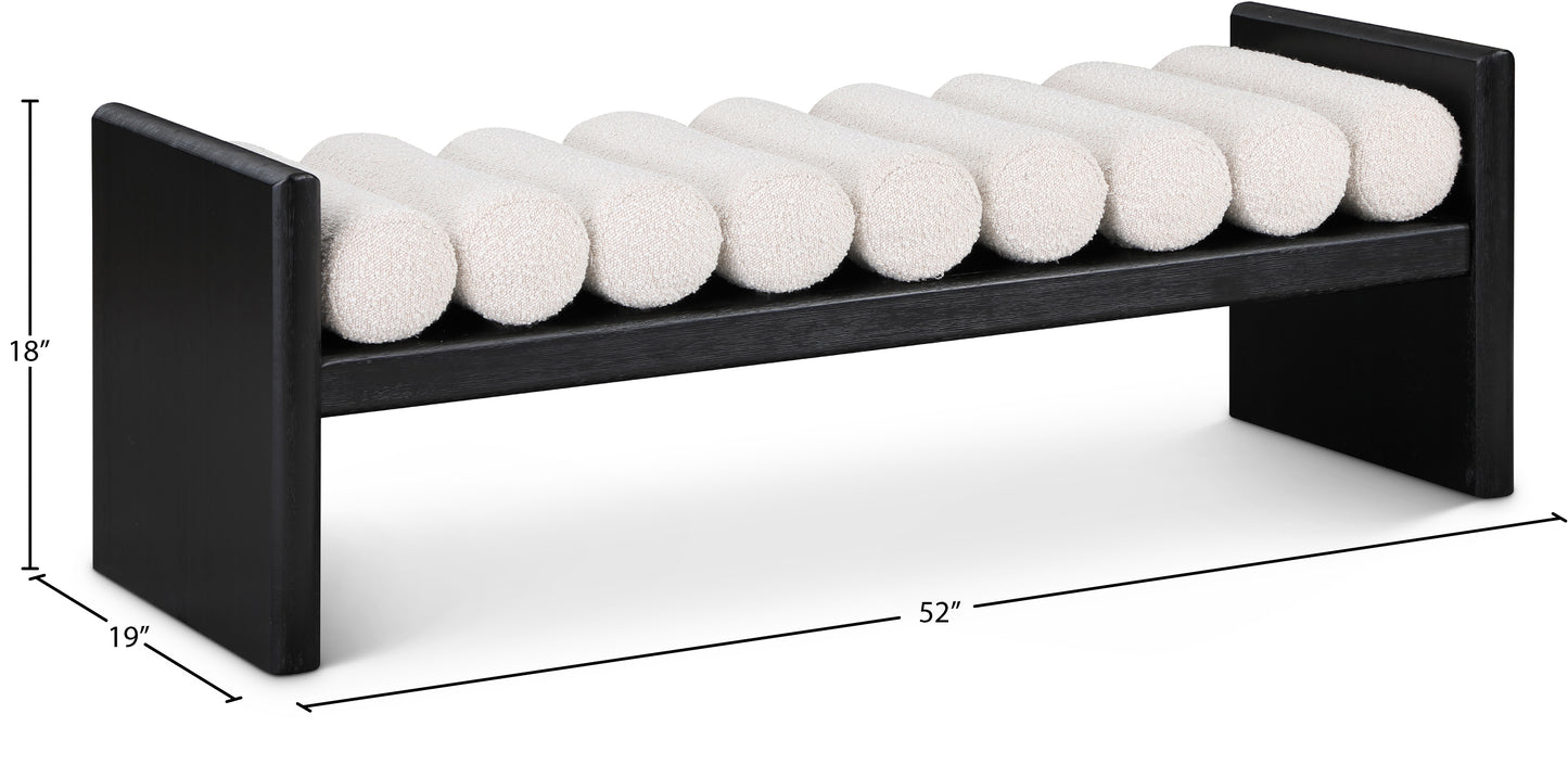 Waverly Black Boucle Fabric Bench