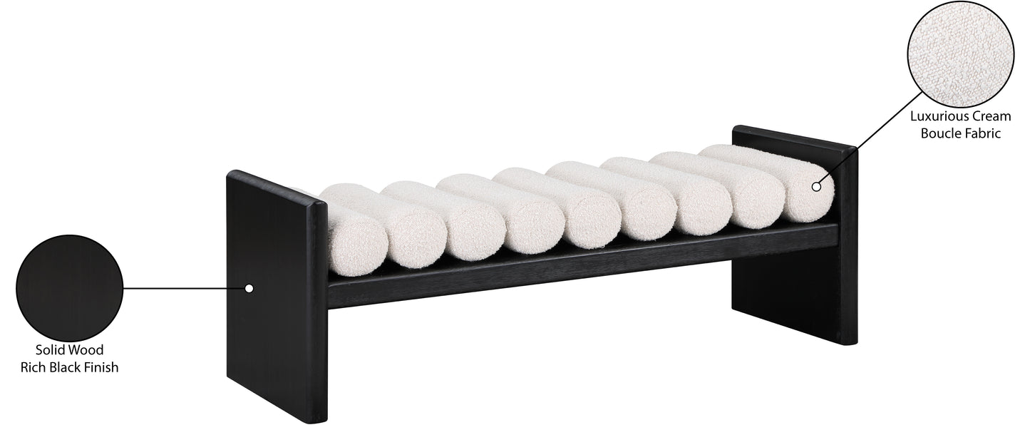 Waverly Black Boucle Fabric Bench