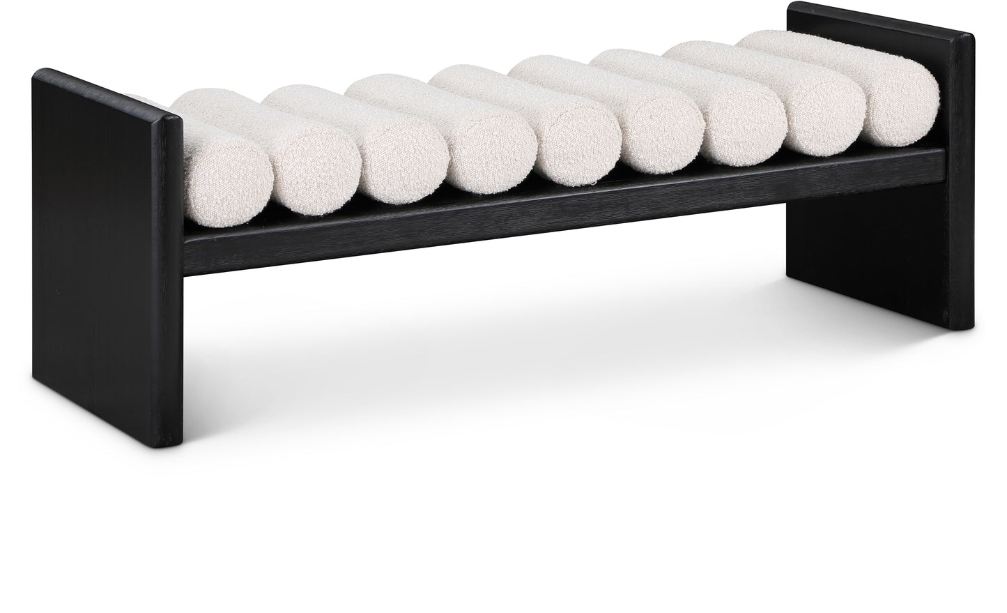 Waverly Black Boucle Fabric Bench