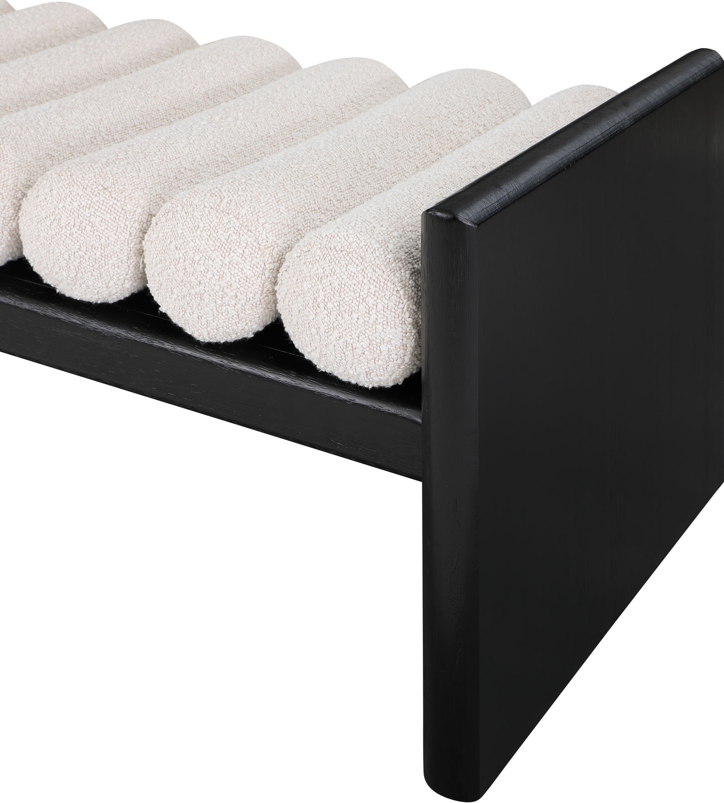 Waverly Black Boucle Fabric Bench