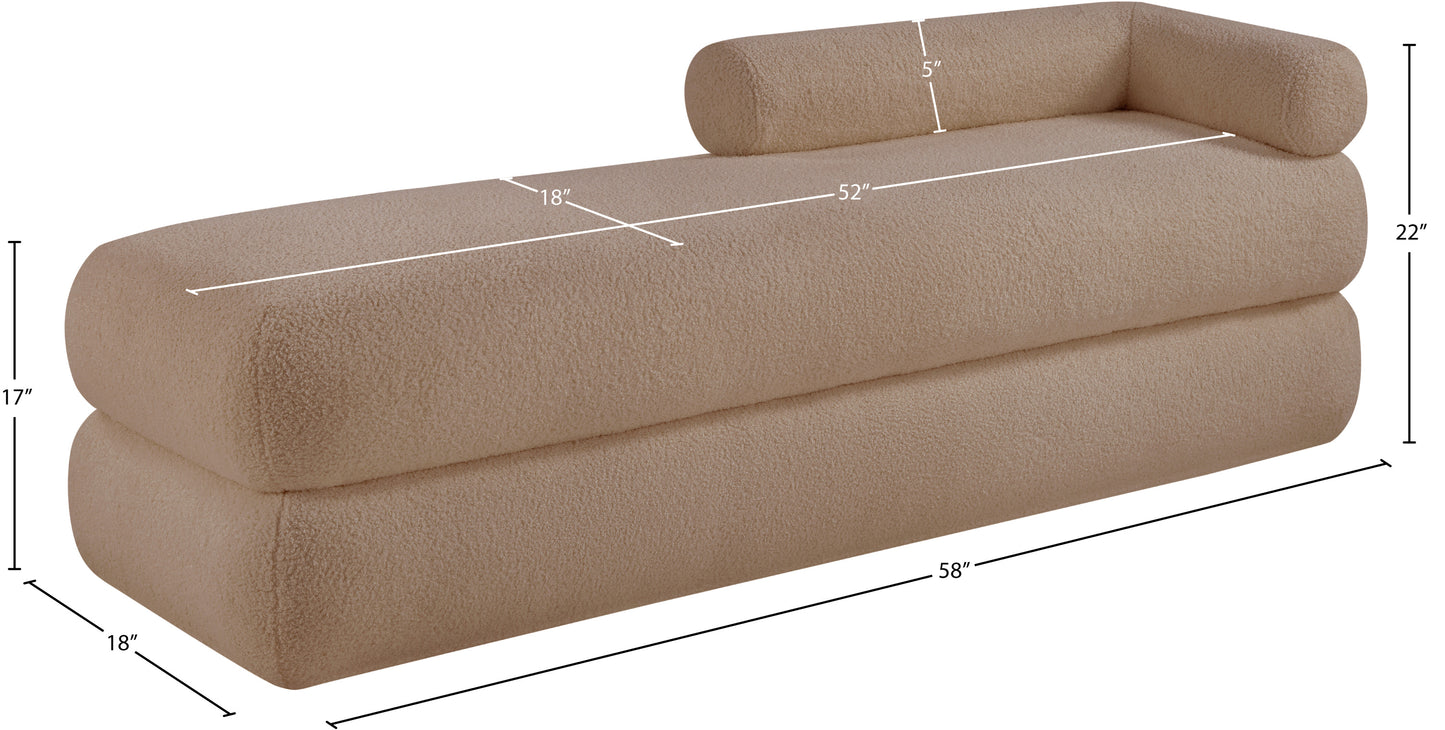 Kennedy Beige Faux Shearling Teddy Fabric Bench