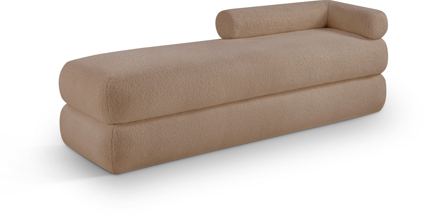 Kennedy Beige Faux Shearling Teddy Fabric Bench