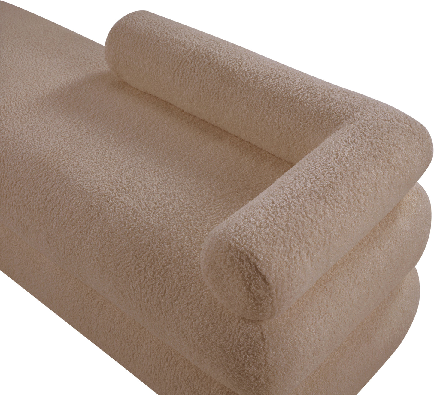 Kennedy Beige Faux Shearling Teddy Fabric Bench