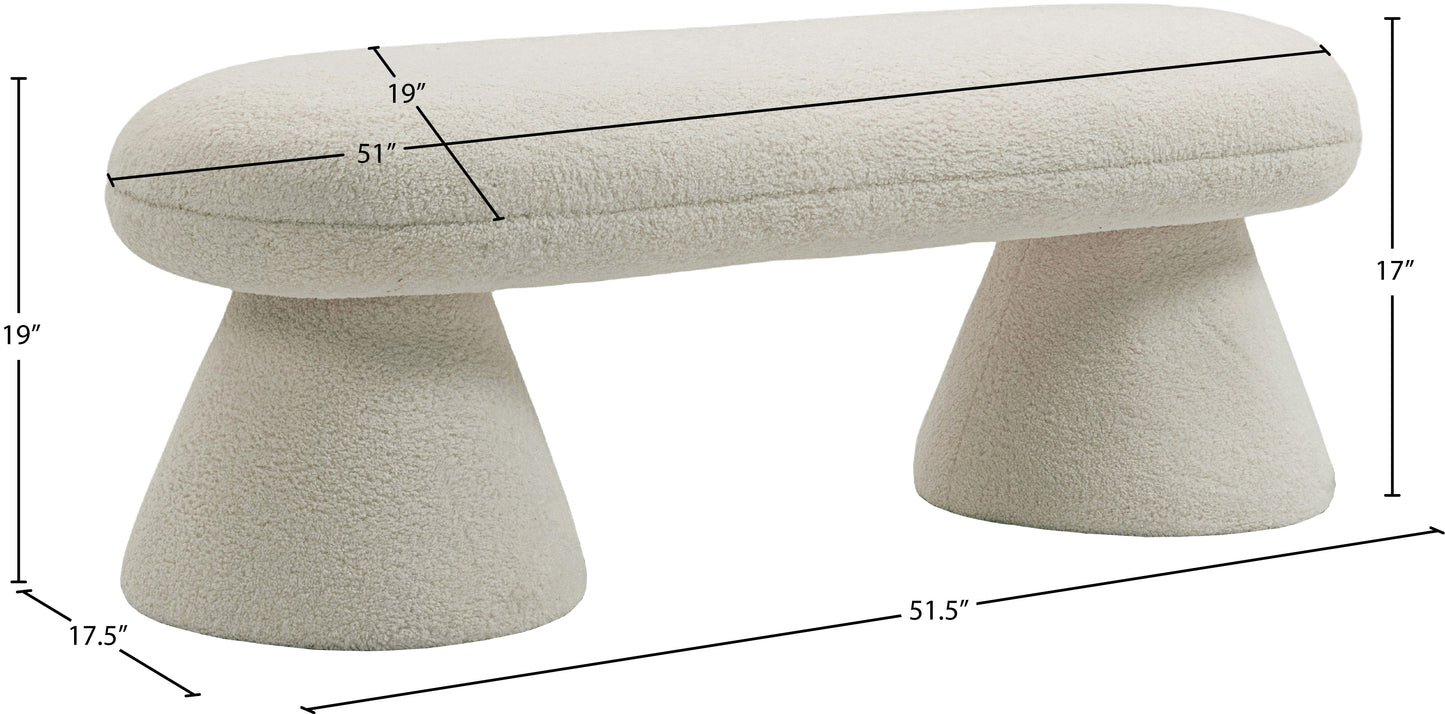 Drum Beige Faux Shearling Teddy Fabric Bench