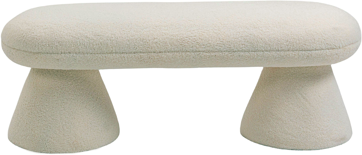 Drum Beige Faux Shearling Teddy Fabric Bench