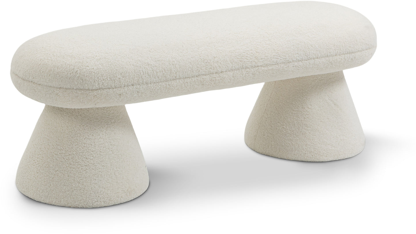 Drum Beige Faux Shearling Teddy Fabric Bench