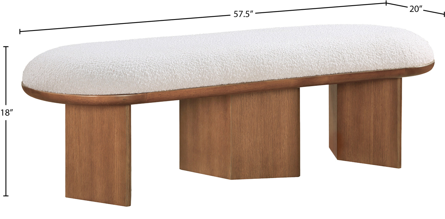 Wilshire Cream Boucle Fabric Bench