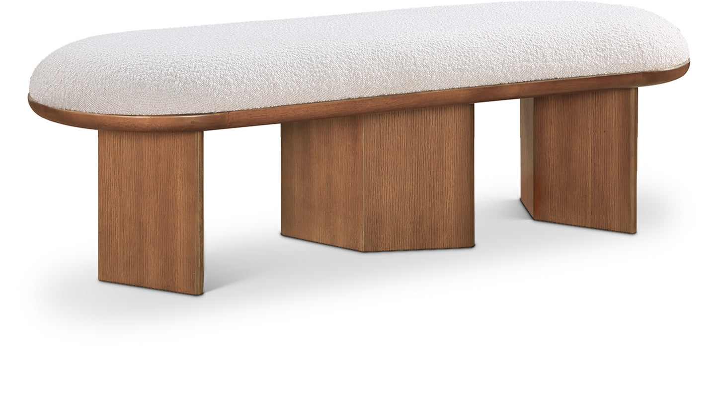 Wilshire Cream Boucle Fabric Bench