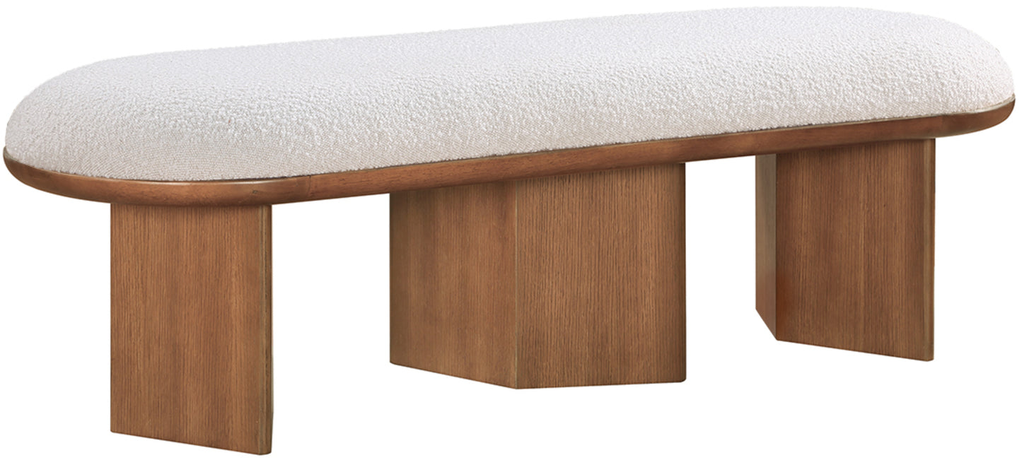 Wilshire Cream Boucle Fabric Bench