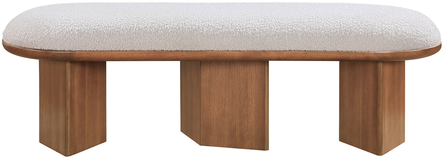 Wilshire Cream Boucle Fabric Bench