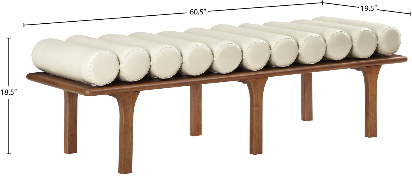 Landon Cream Vegan Leather Bench