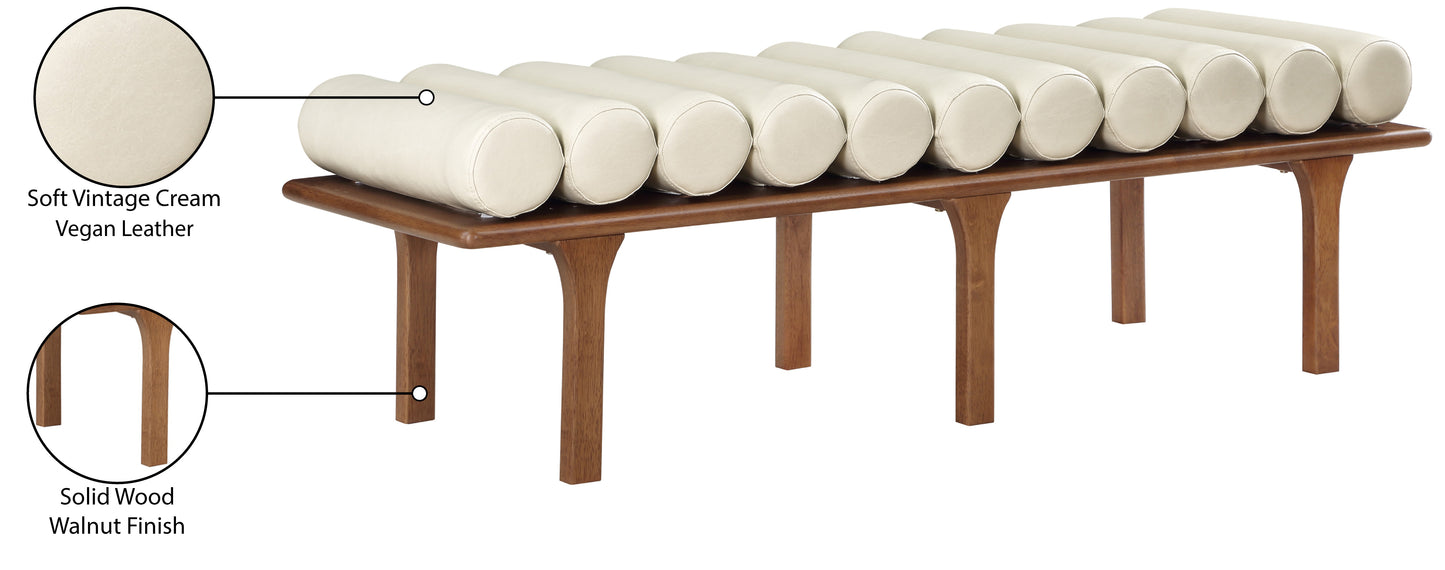 Landon Cream Vegan Leather Bench