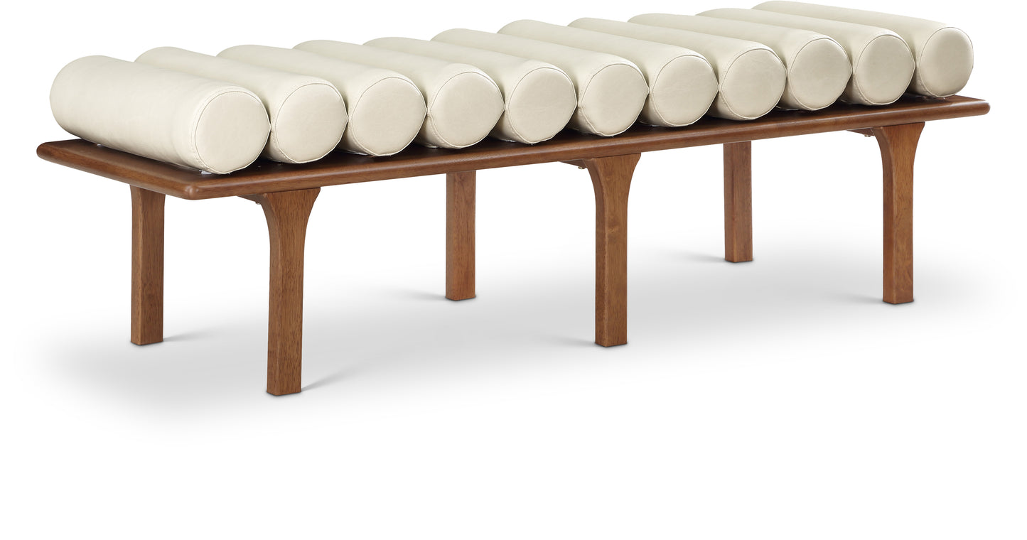 Landon Cream Vegan Leather Bench