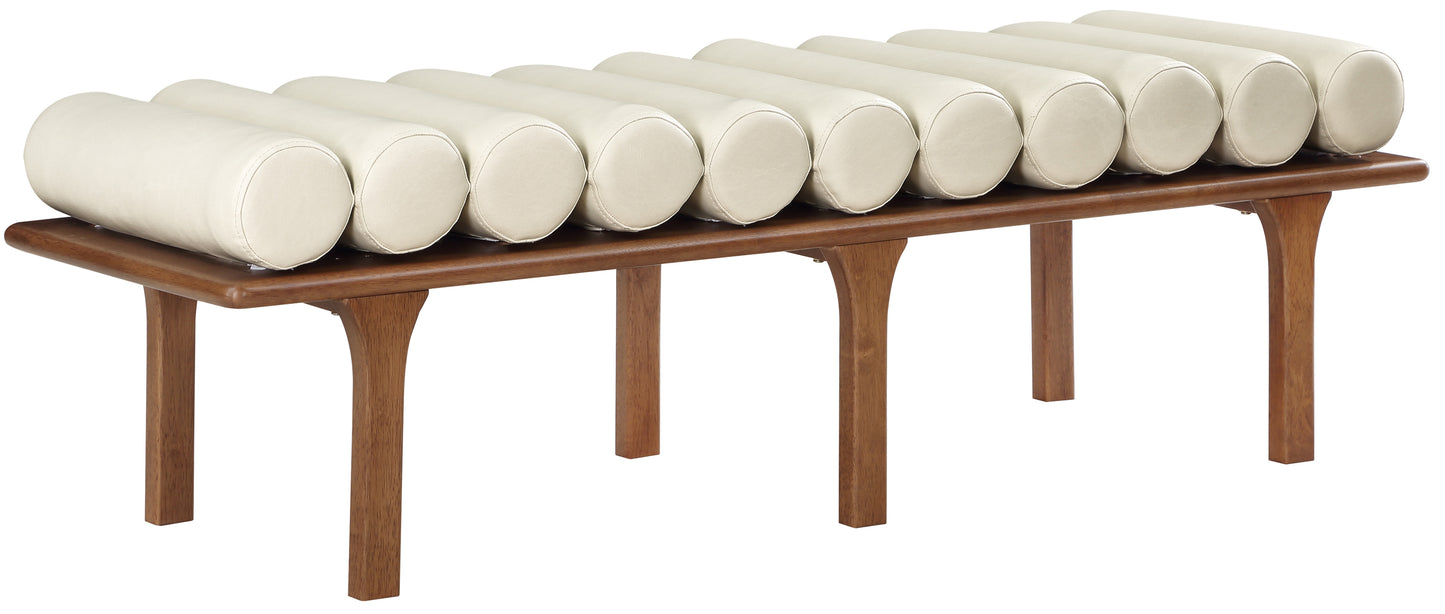 Landon Cream Vegan Leather Bench