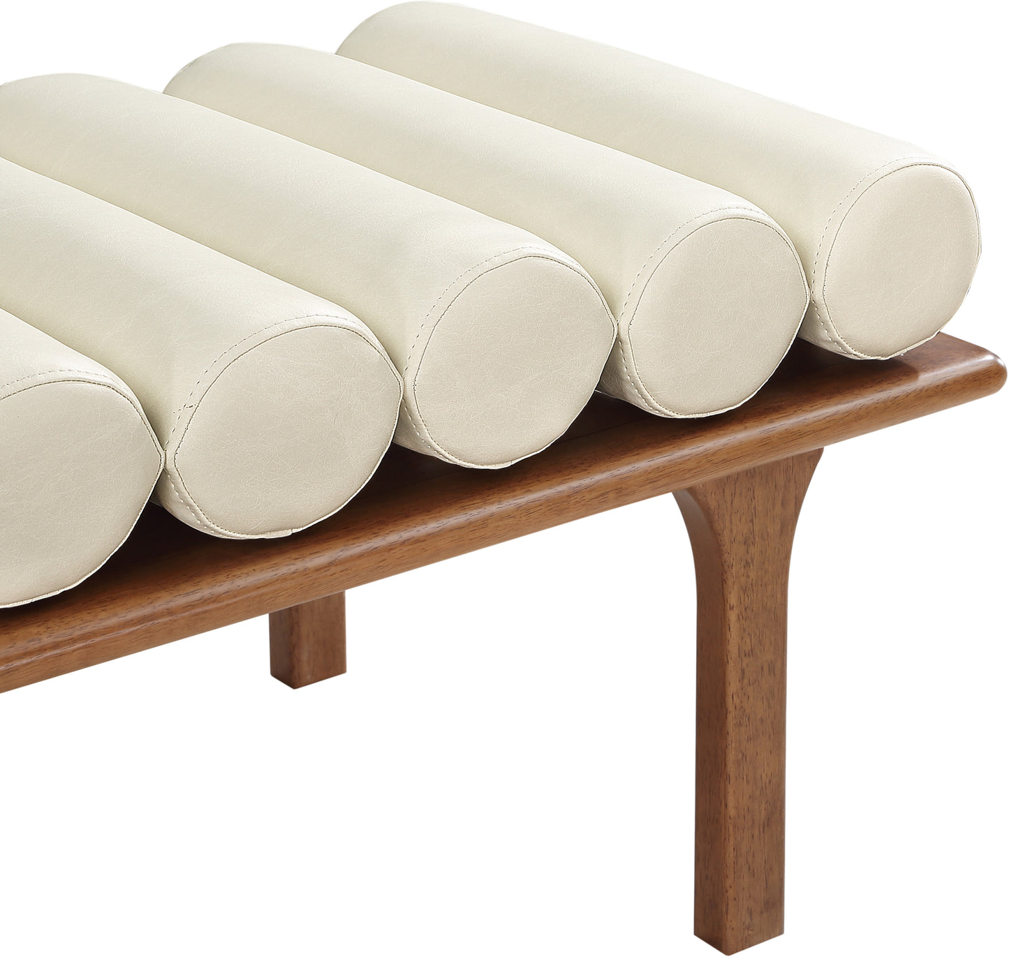 Landon Cream Vegan Leather Bench