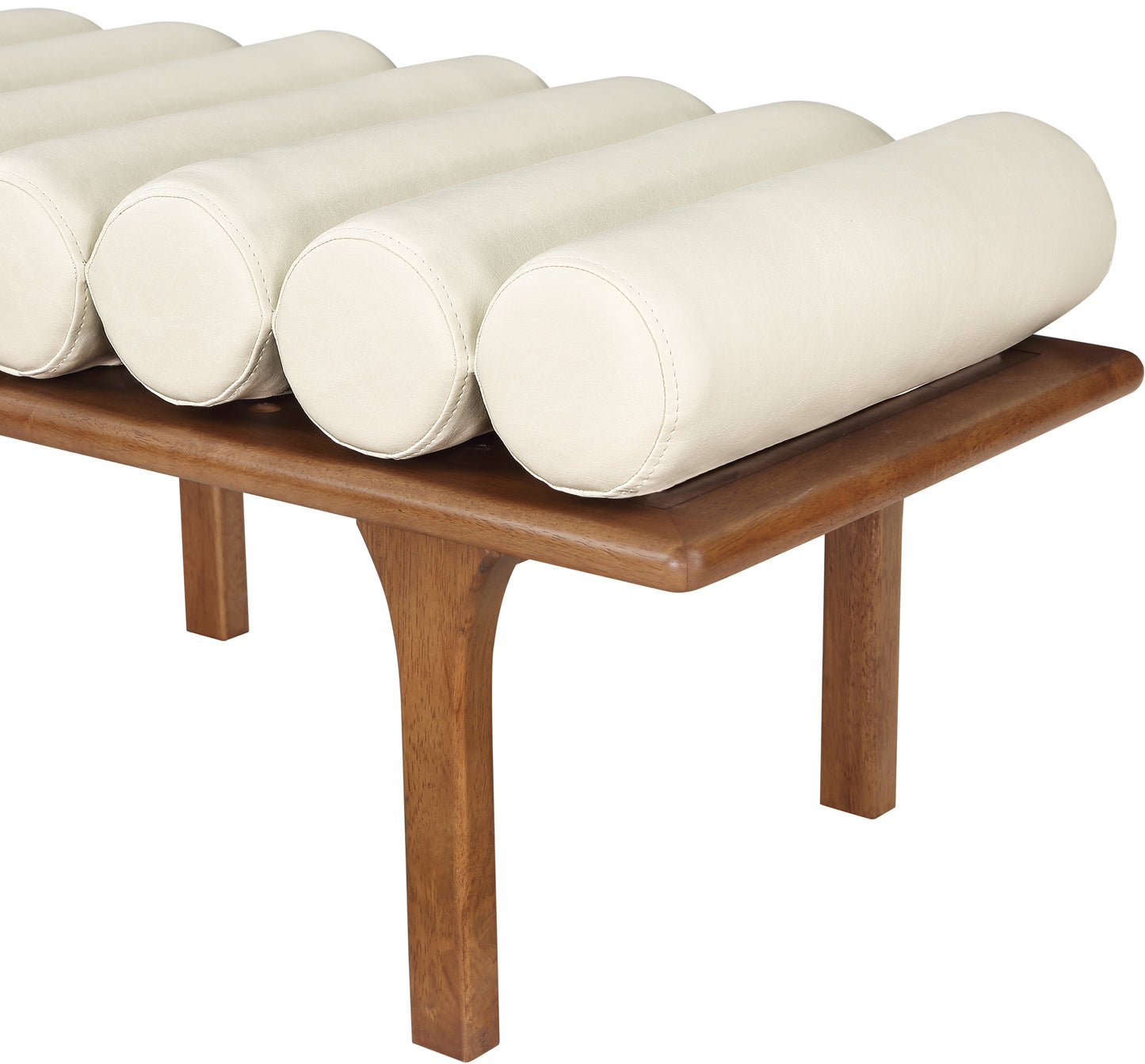 Landon Cream Vegan Leather Bench