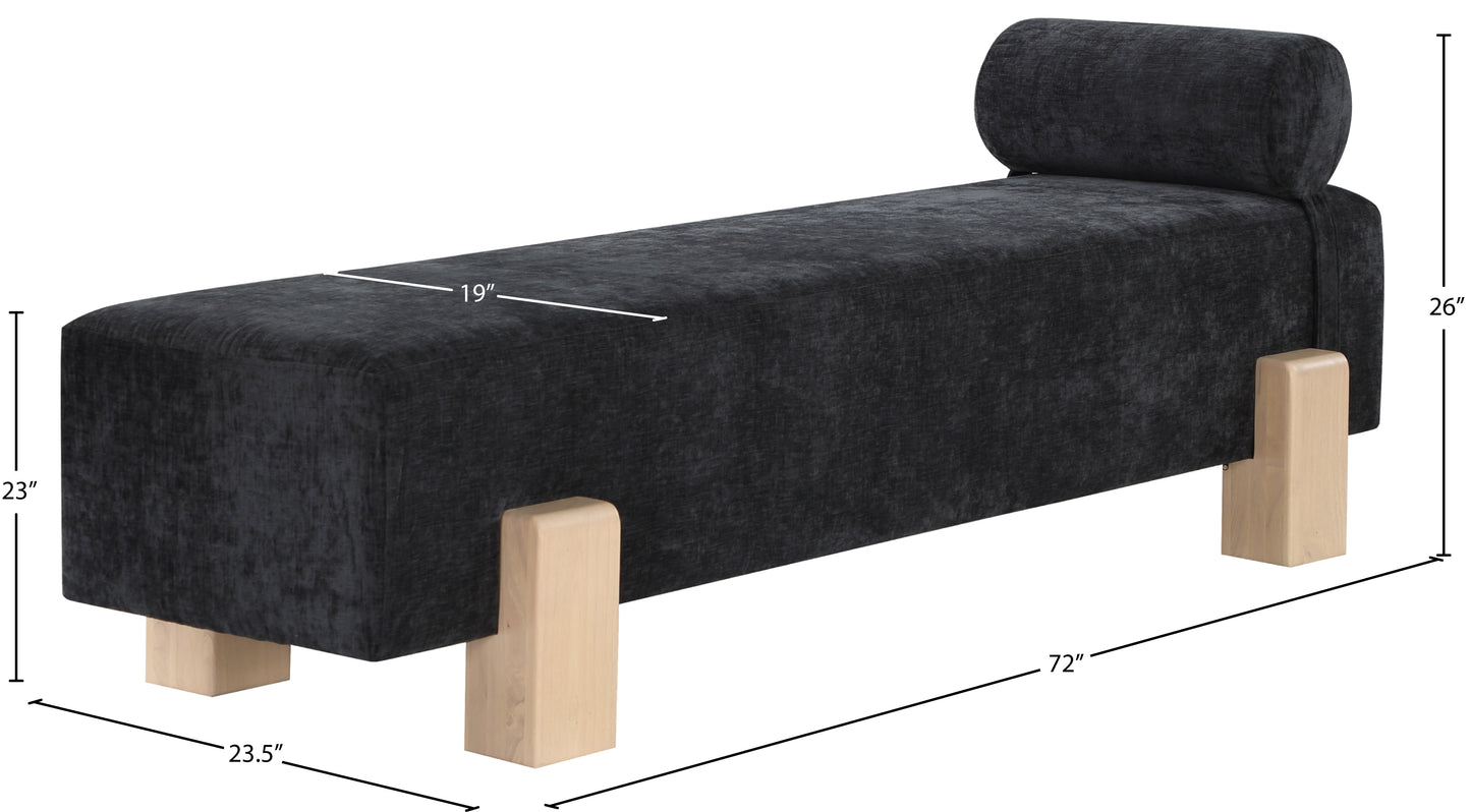 Edison Black Chenille Fabric Bench