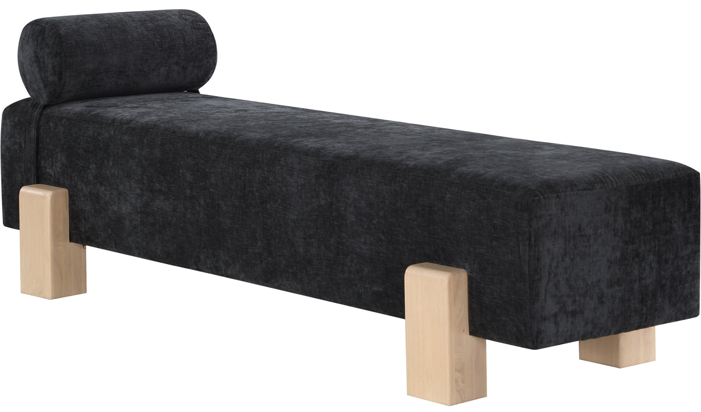 Edison Black Chenille Fabric Bench