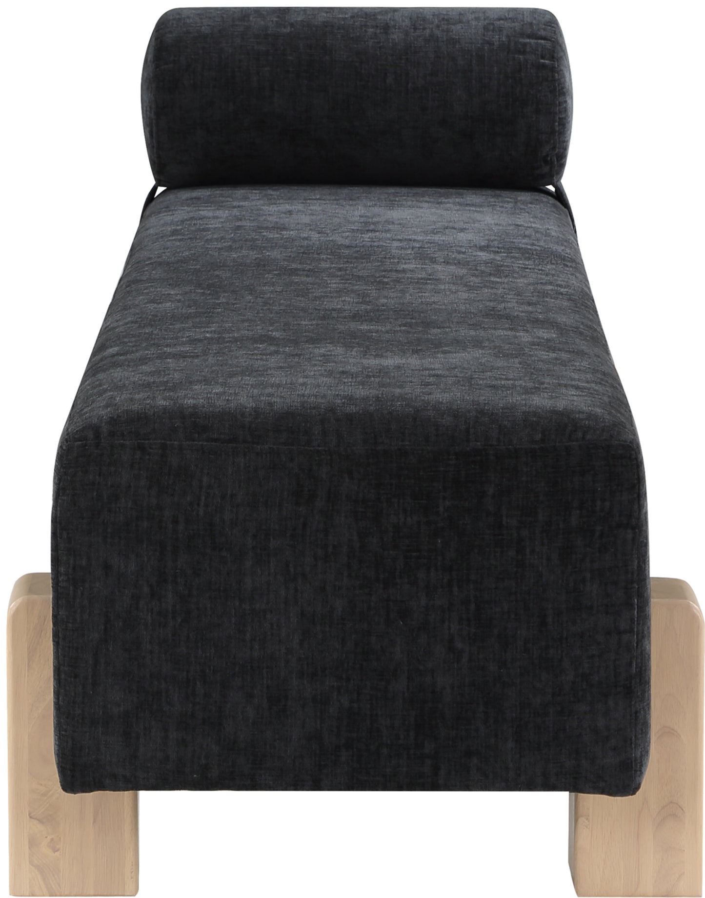 Edison Black Chenille Fabric Bench