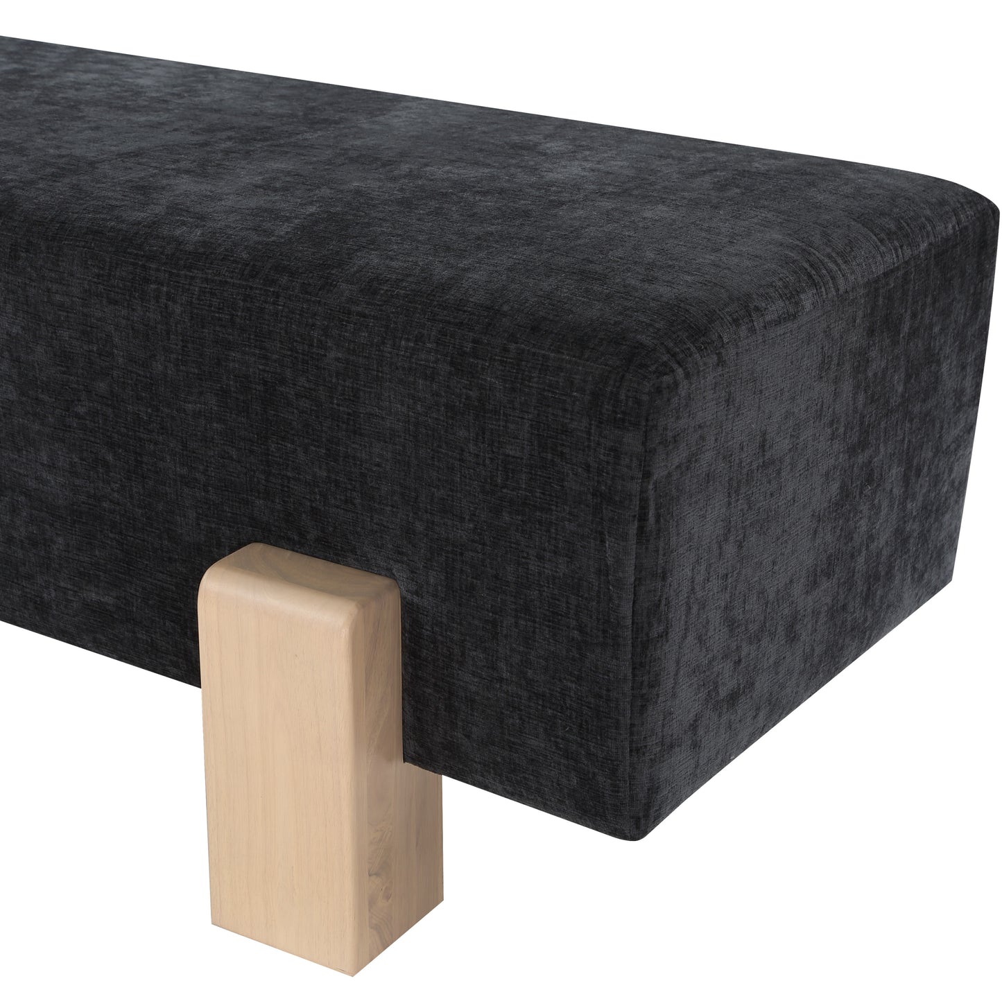 Edison Black Chenille Fabric Bench