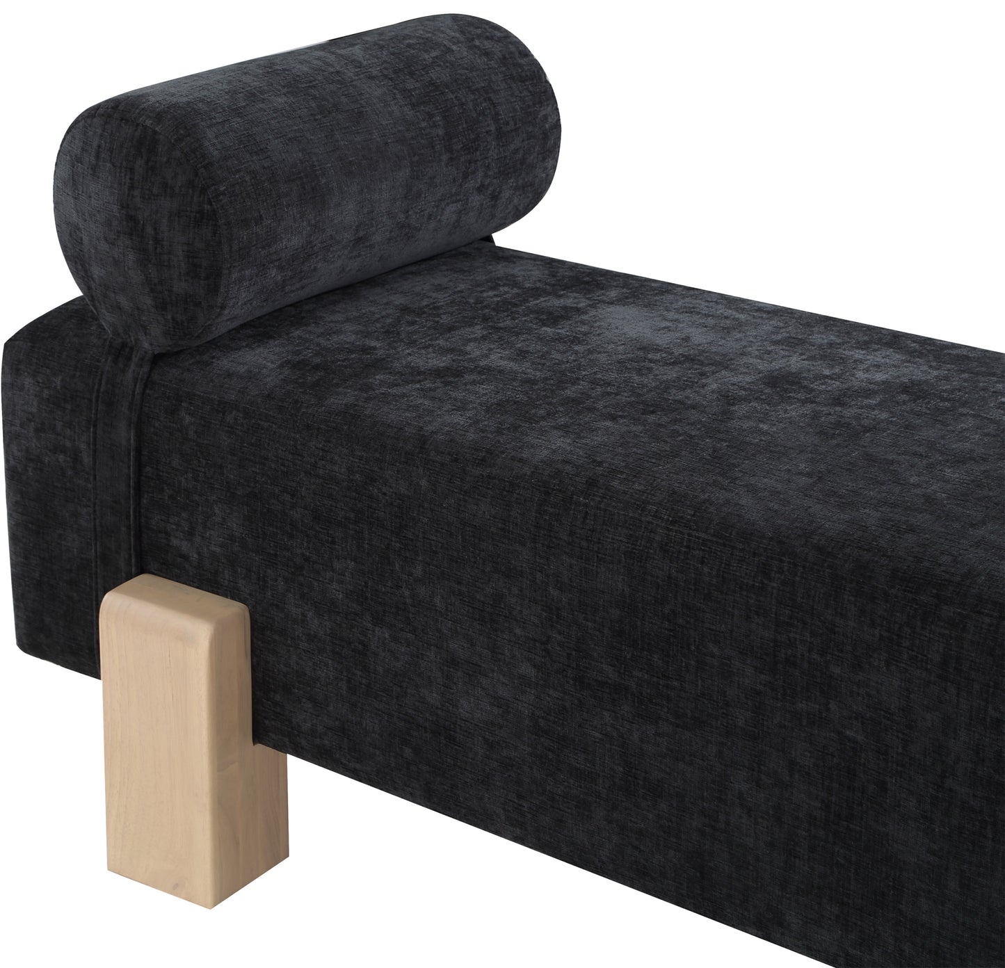 Edison Black Chenille Fabric Bench