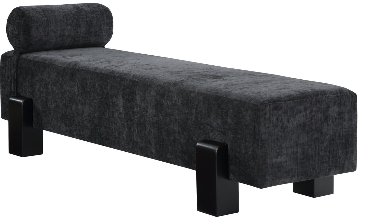 Edison Black Chenille Fabric Bench