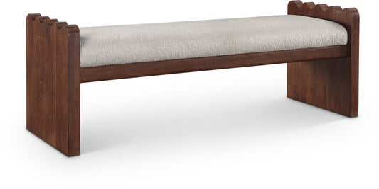 Sonia Beige Velour Fur Fabric Bench