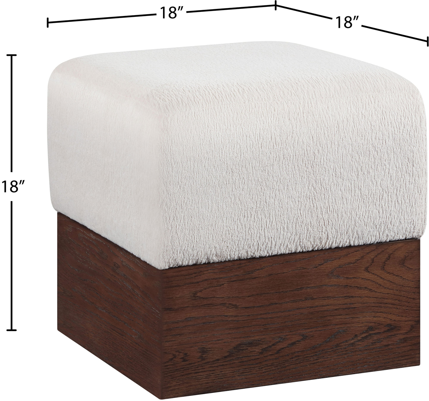 Havre Beige Velour Fur Fabric Ottoman/Stool