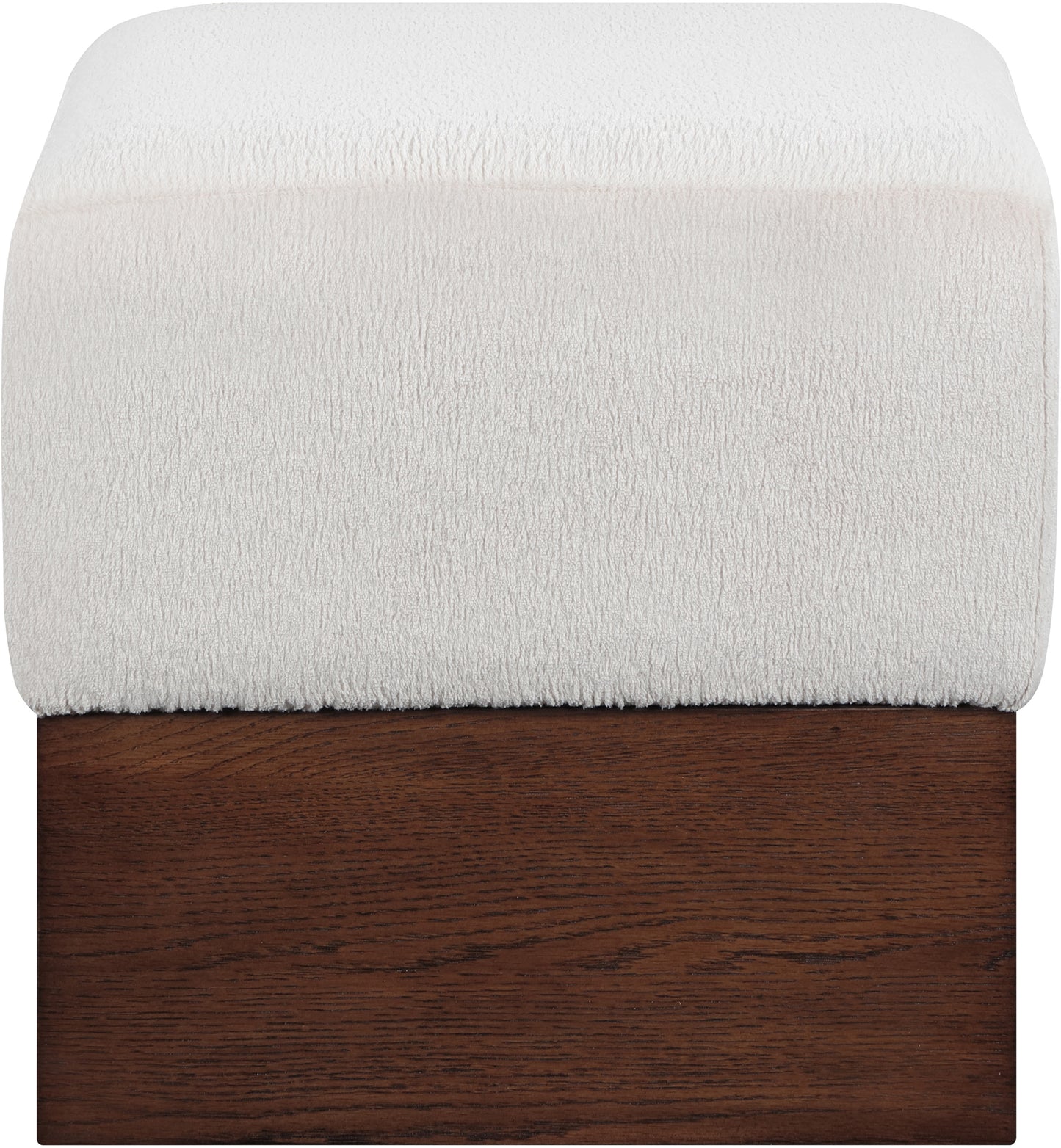 Havre Beige Velour Fur Fabric Ottoman/Stool