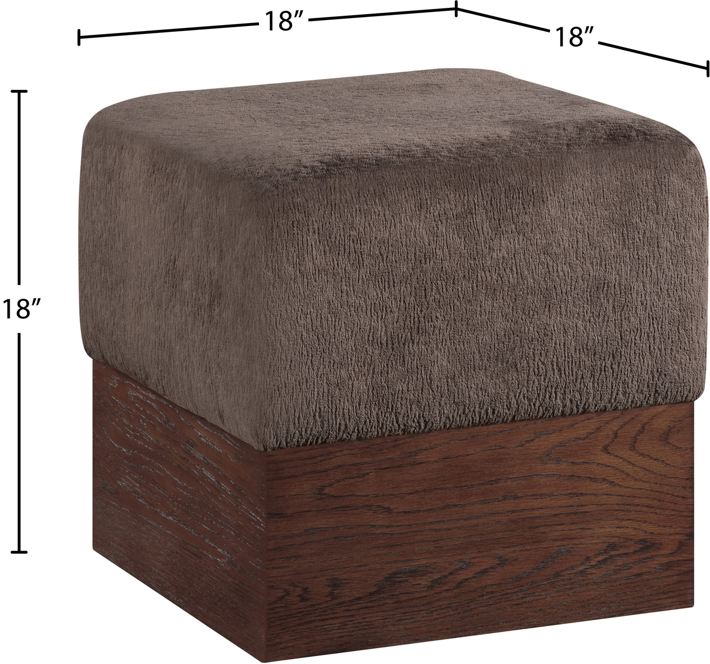 Havre Beige Velour Fur Fabric Ottoman/Stool