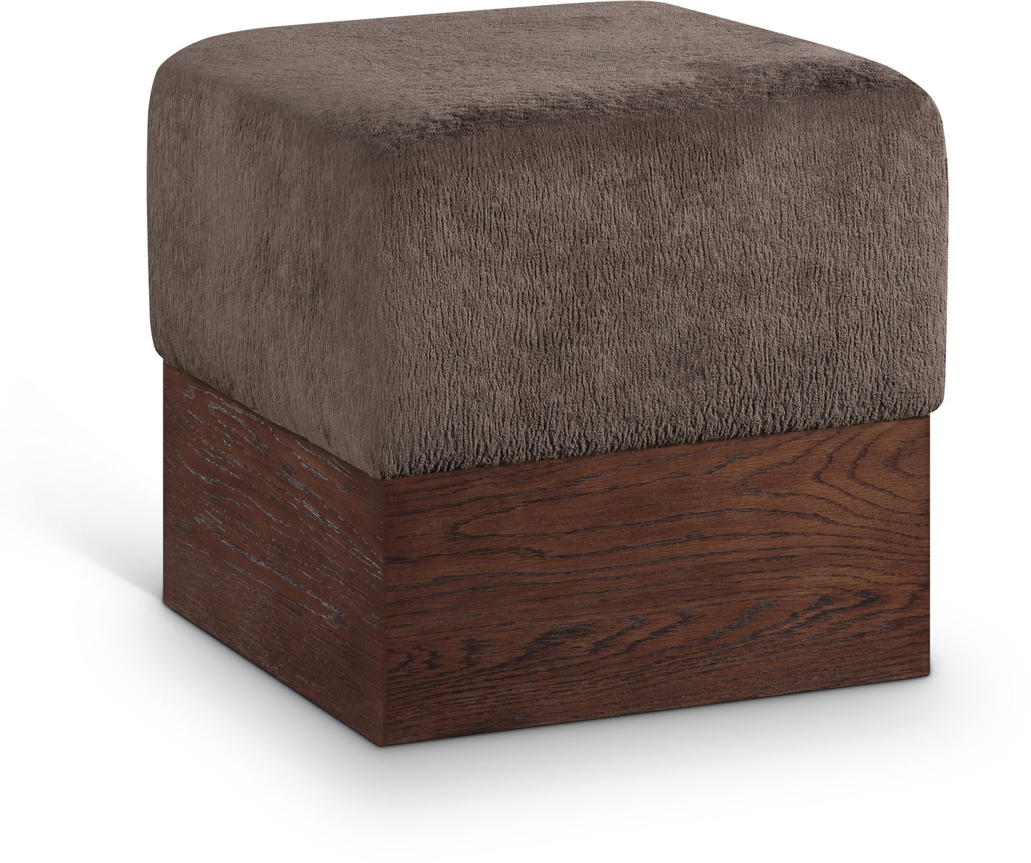 Havre Beige Velour Fur Fabric Ottoman/Stool