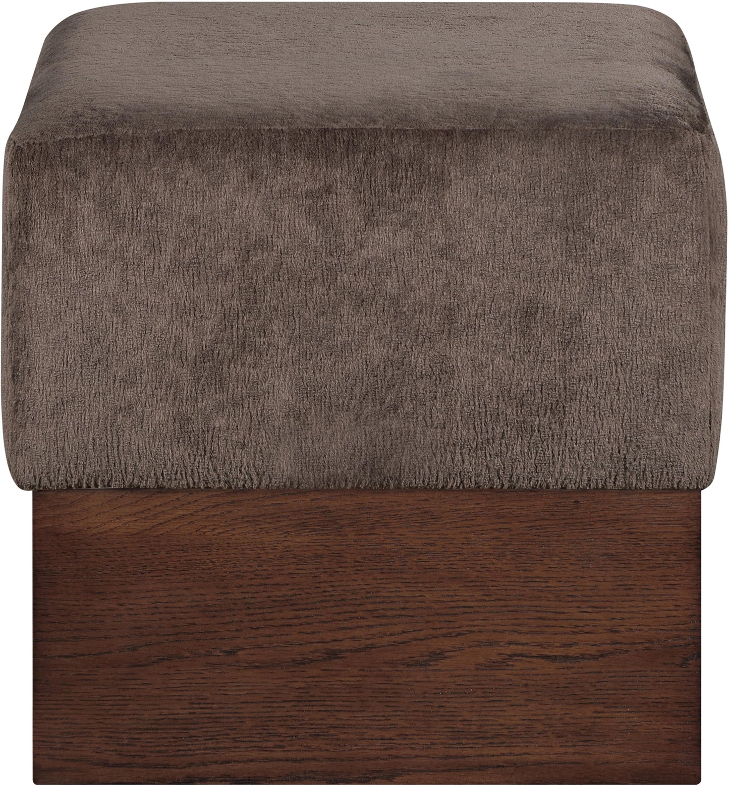 Havre Beige Velour Fur Fabric Ottoman/Stool