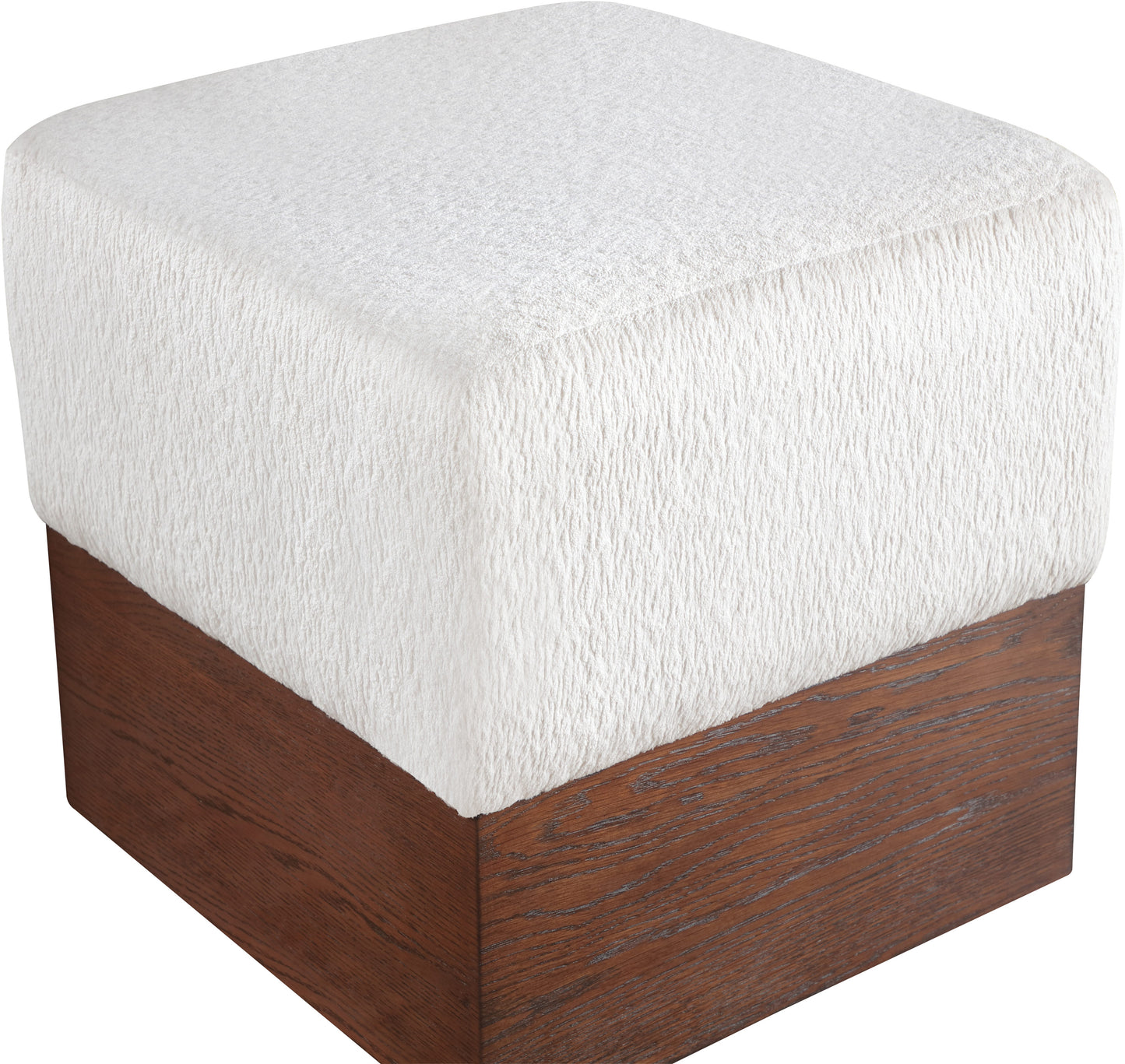 Havre Beige Velour Fur Fabric Ottoman/Stool