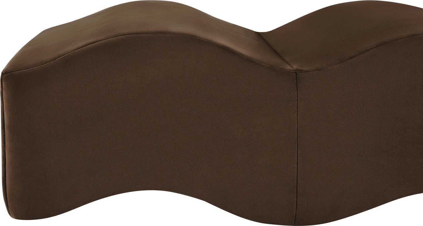 Wave Beige Velvet Bench