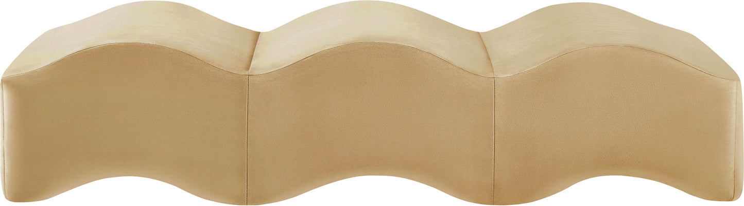 Wave Beige Velvet Bench