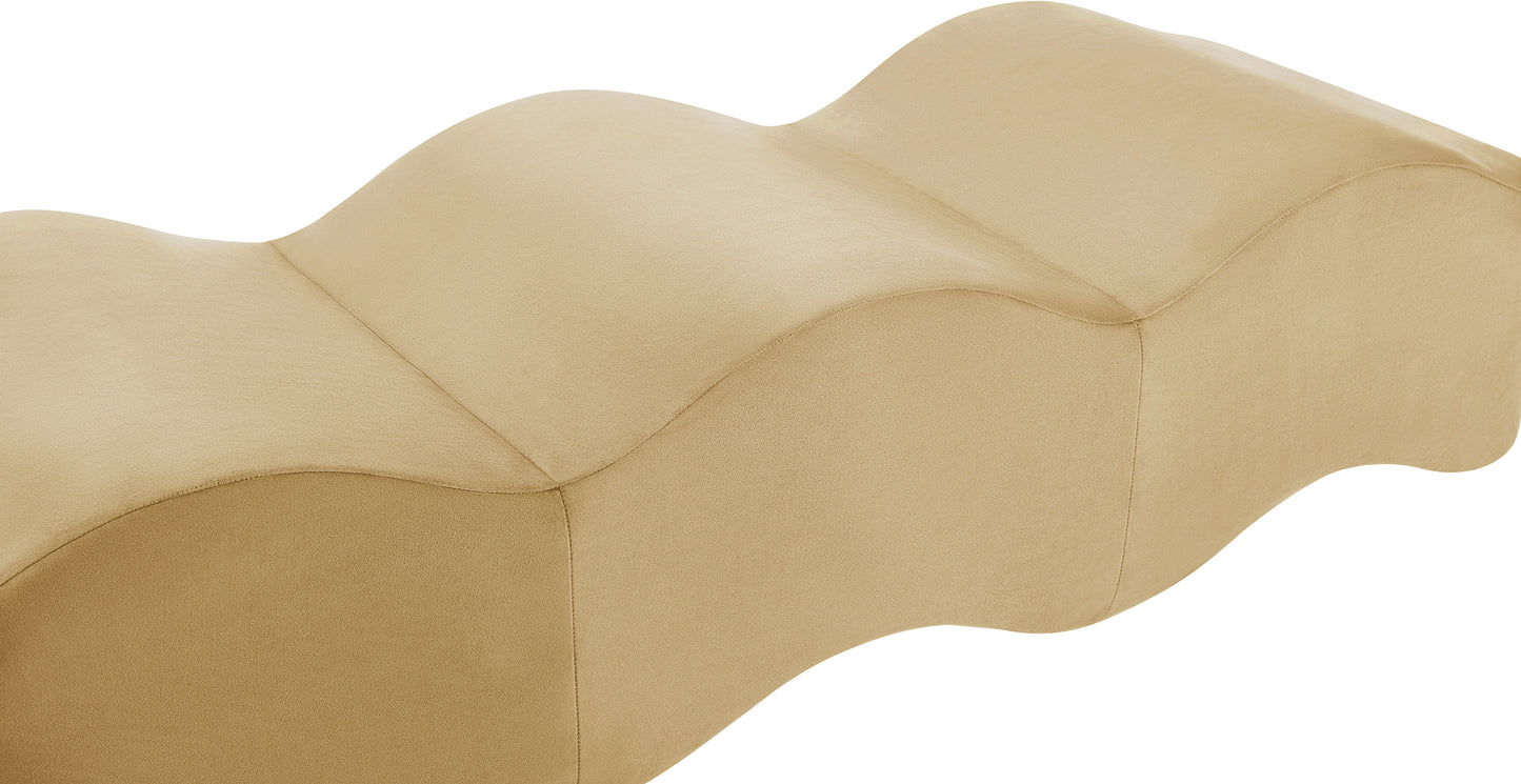 Wave Beige Velvet Bench