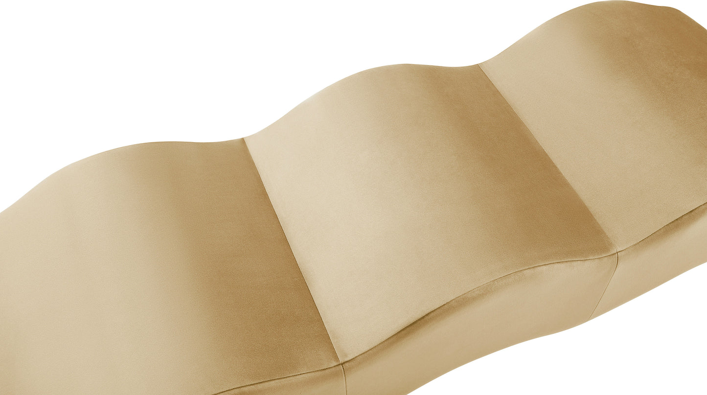 Wave Beige Velvet Bench