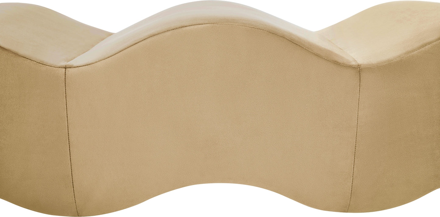 Wave Beige Velvet Bench