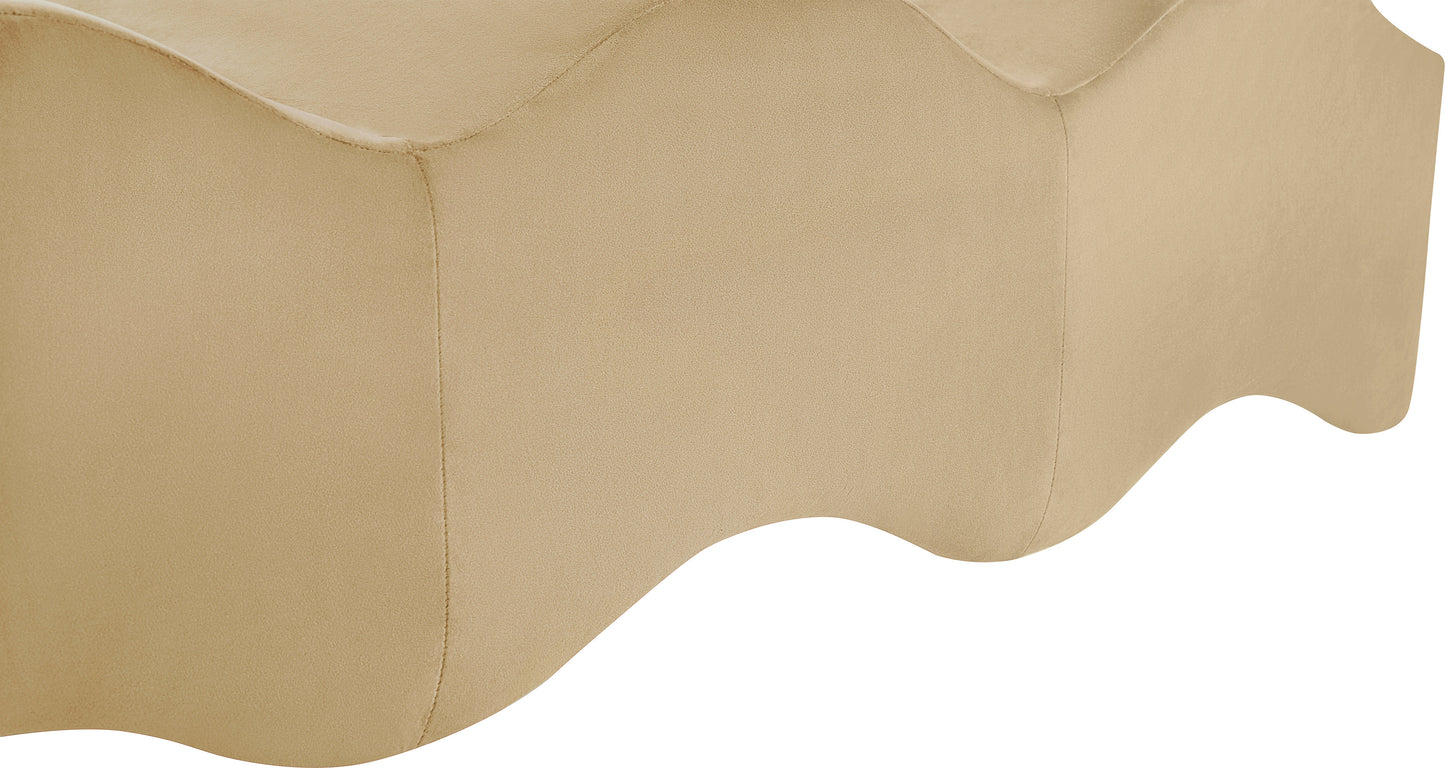 Wave Beige Velvet Bench