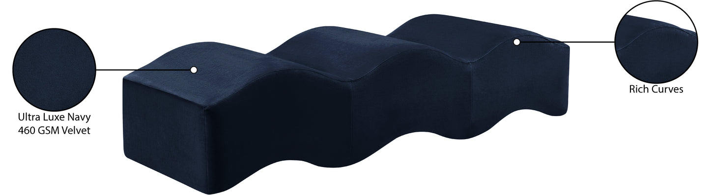 Wave Beige Velvet Bench