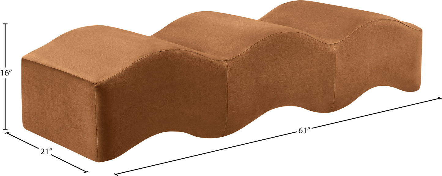 Wave Beige Velvet Bench