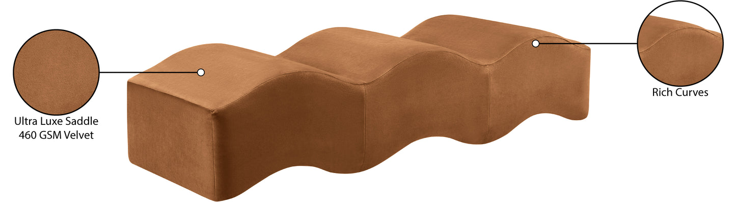 Wave Beige Velvet Bench