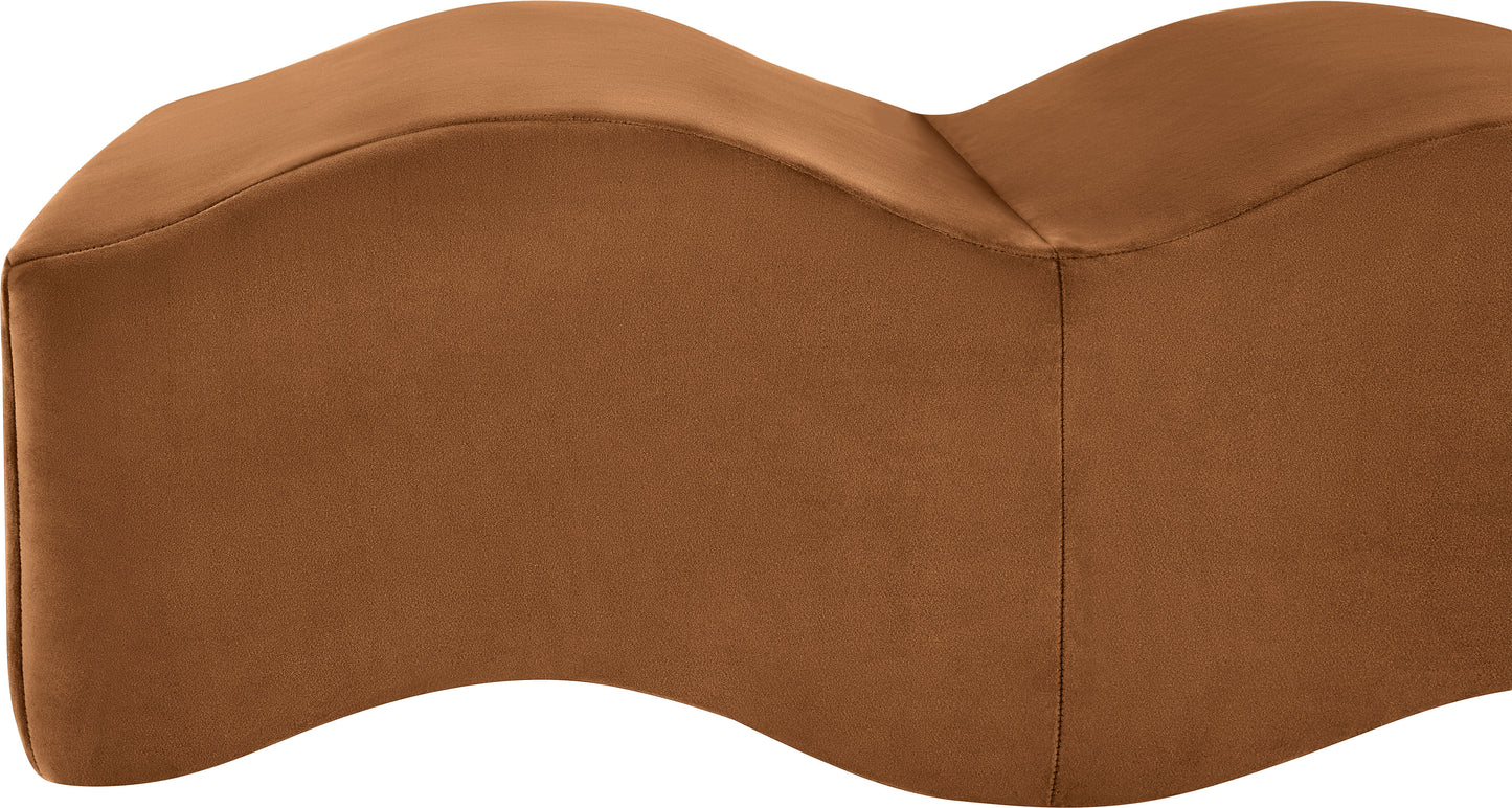 Wave Beige Velvet Bench