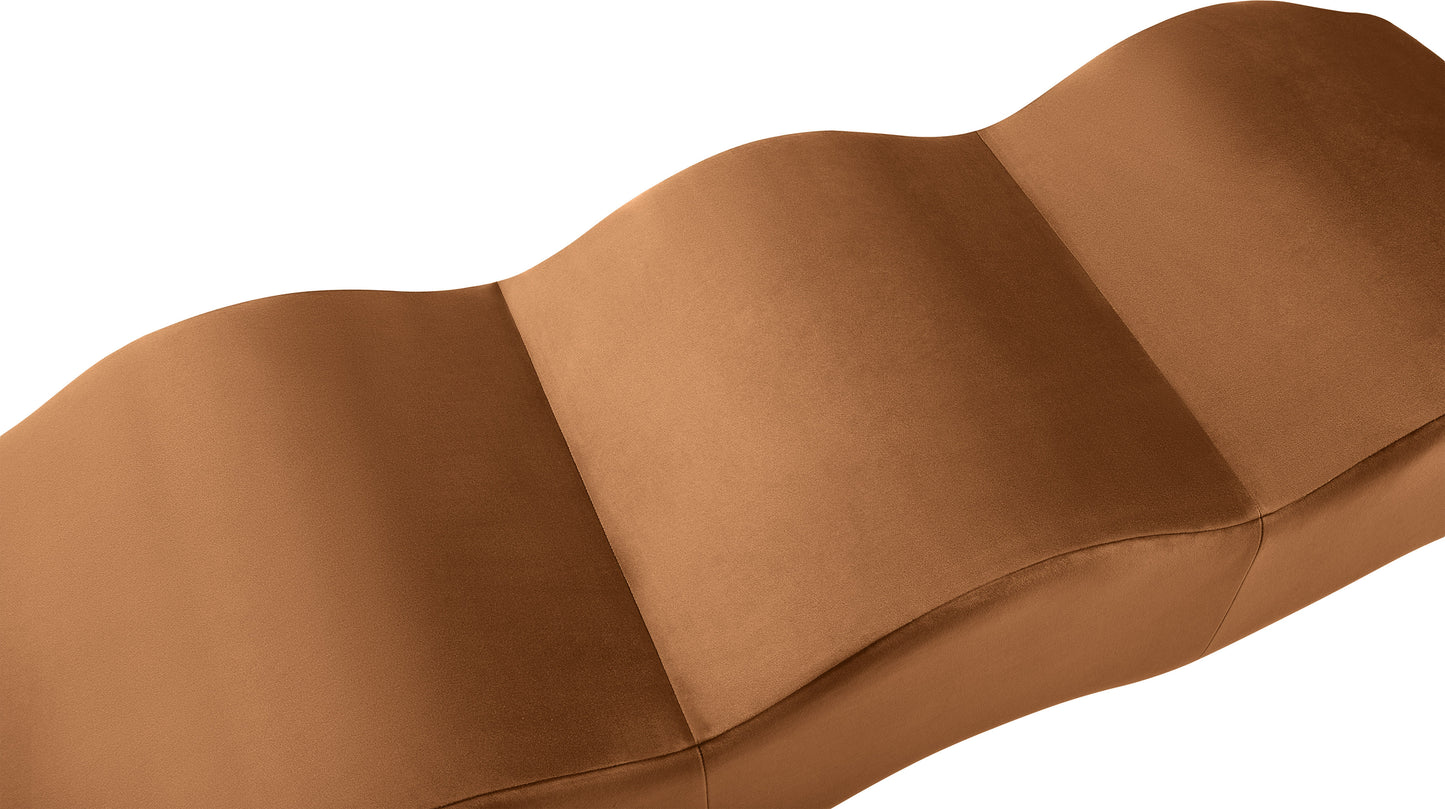 Wave Beige Velvet Bench