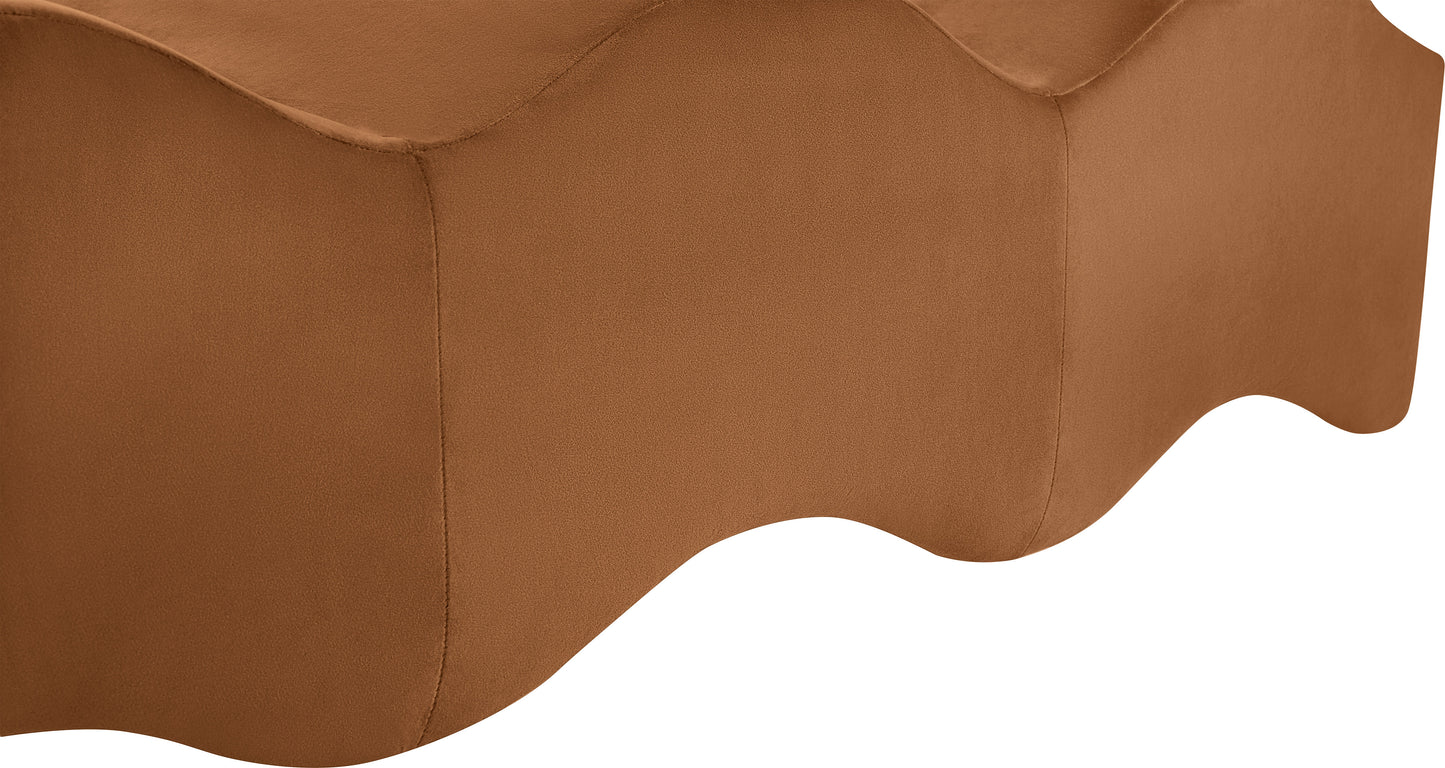 Wave Beige Velvet Bench