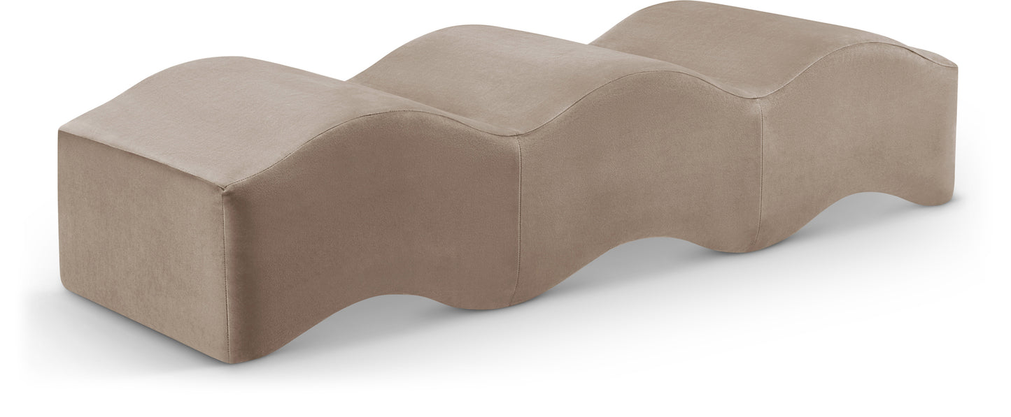 Wave Beige Velvet Bench