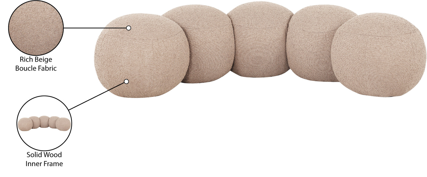 Apollo Beige Boucle Fabric Bench