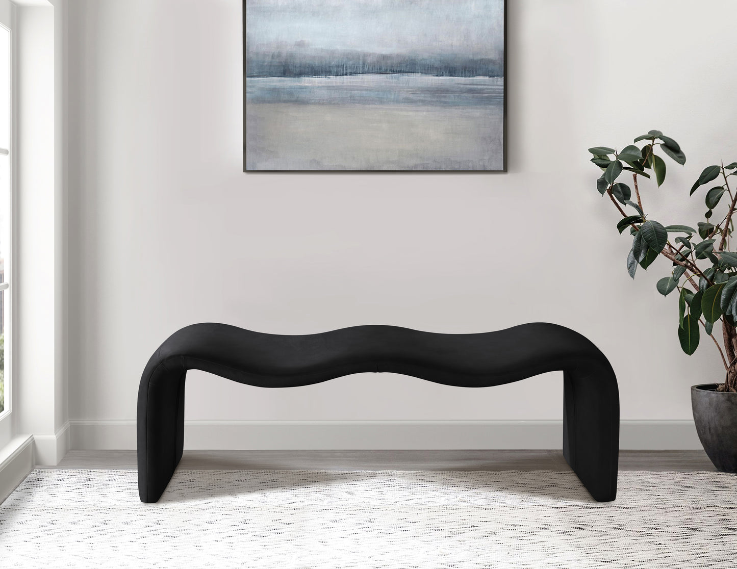 Willow Black Vegan Leather Bench