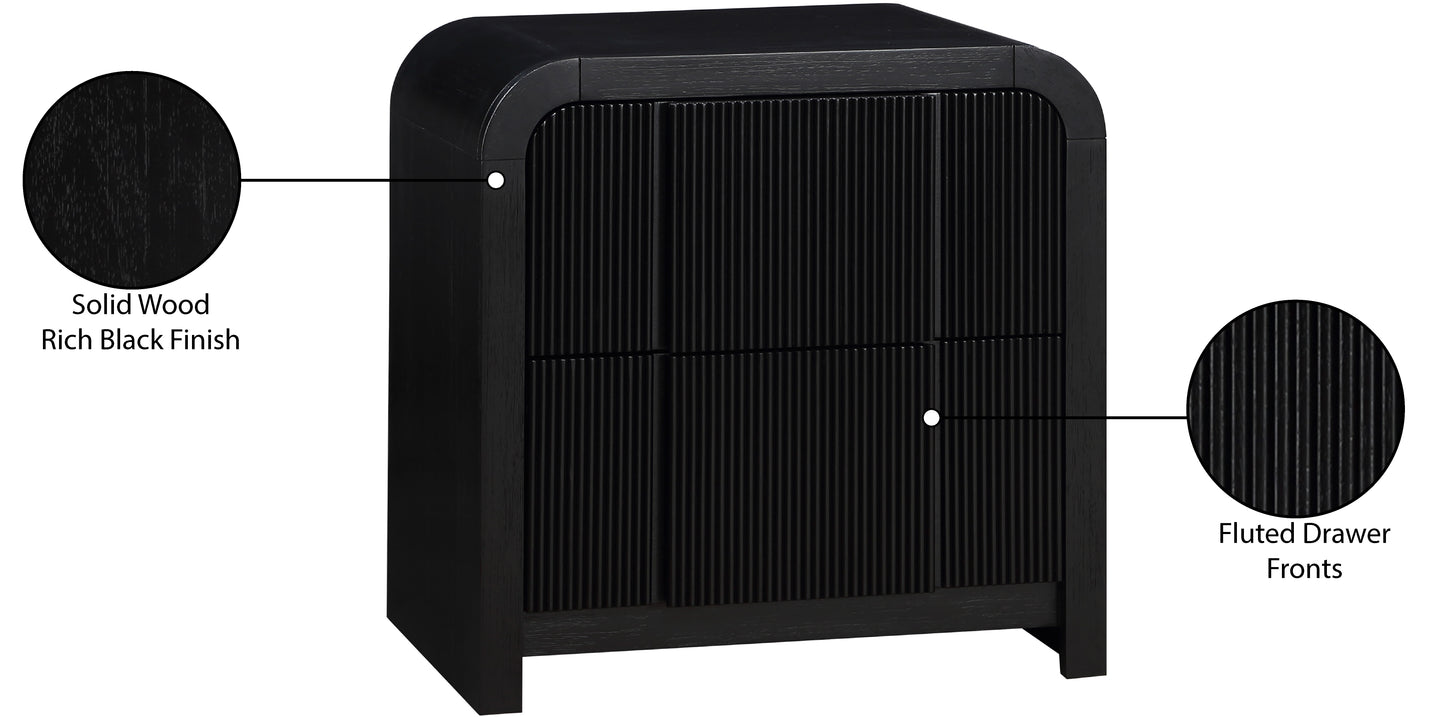 Fluted Black Night Stand