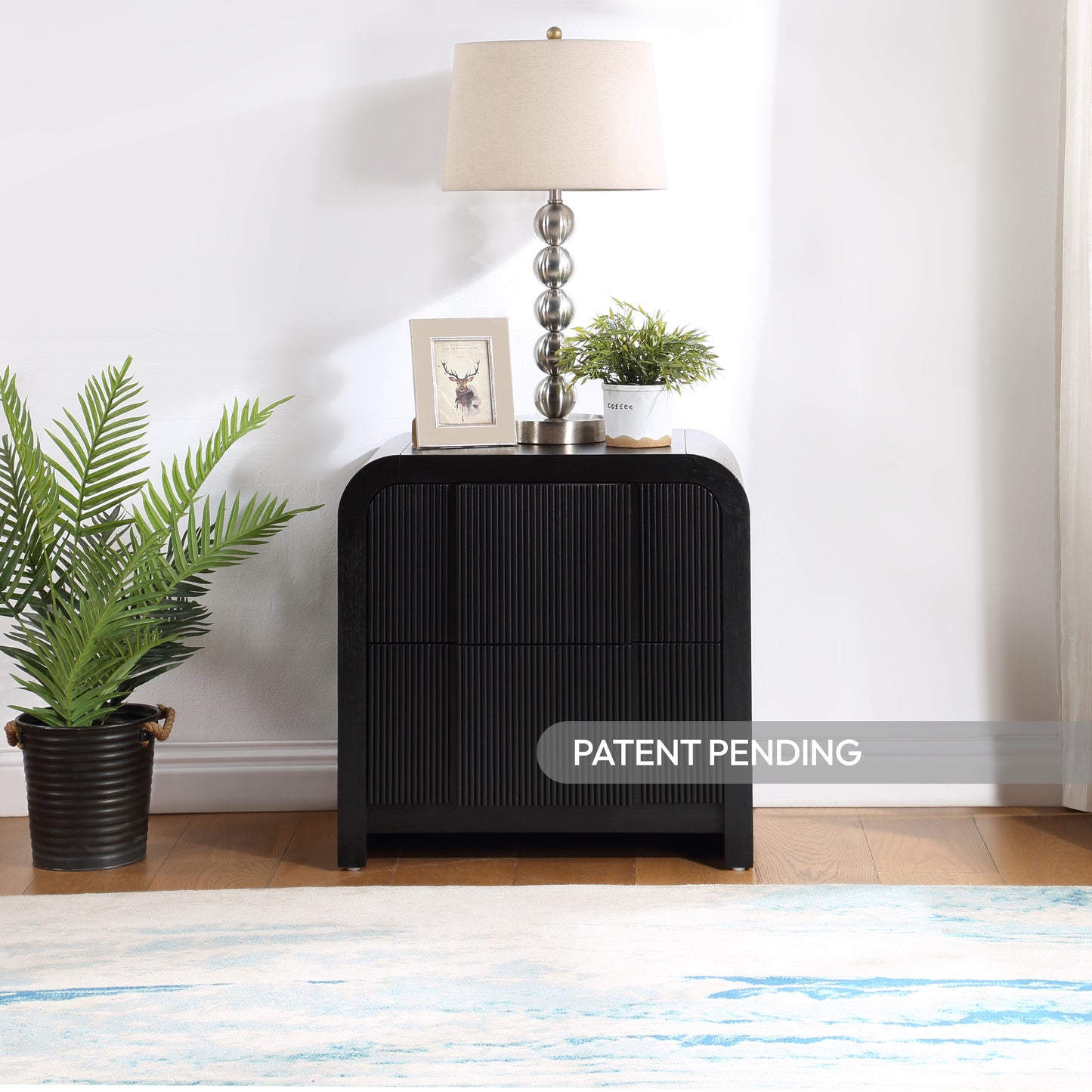 Fluted Black Night Stand